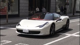 【爆音‼】神戸三宮、旧居留地でフェラーリ458スパイダーと ランボルギーニ ウラカン スパイダー発見 ‼Ferrari 458 Spider ＆ Lamborghini Huracán Spider