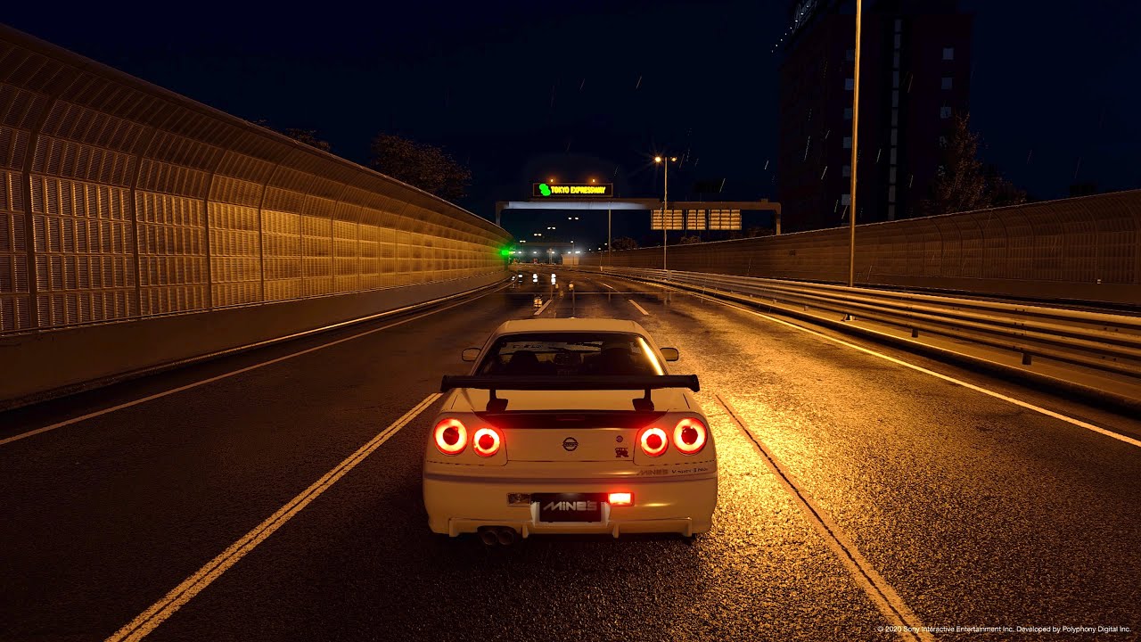 900hp Mine’s R34 GT-R loud turbo spool – Nissan Skyline BNR34 RB26DETT – GT Sport – Tokyo Night Rain