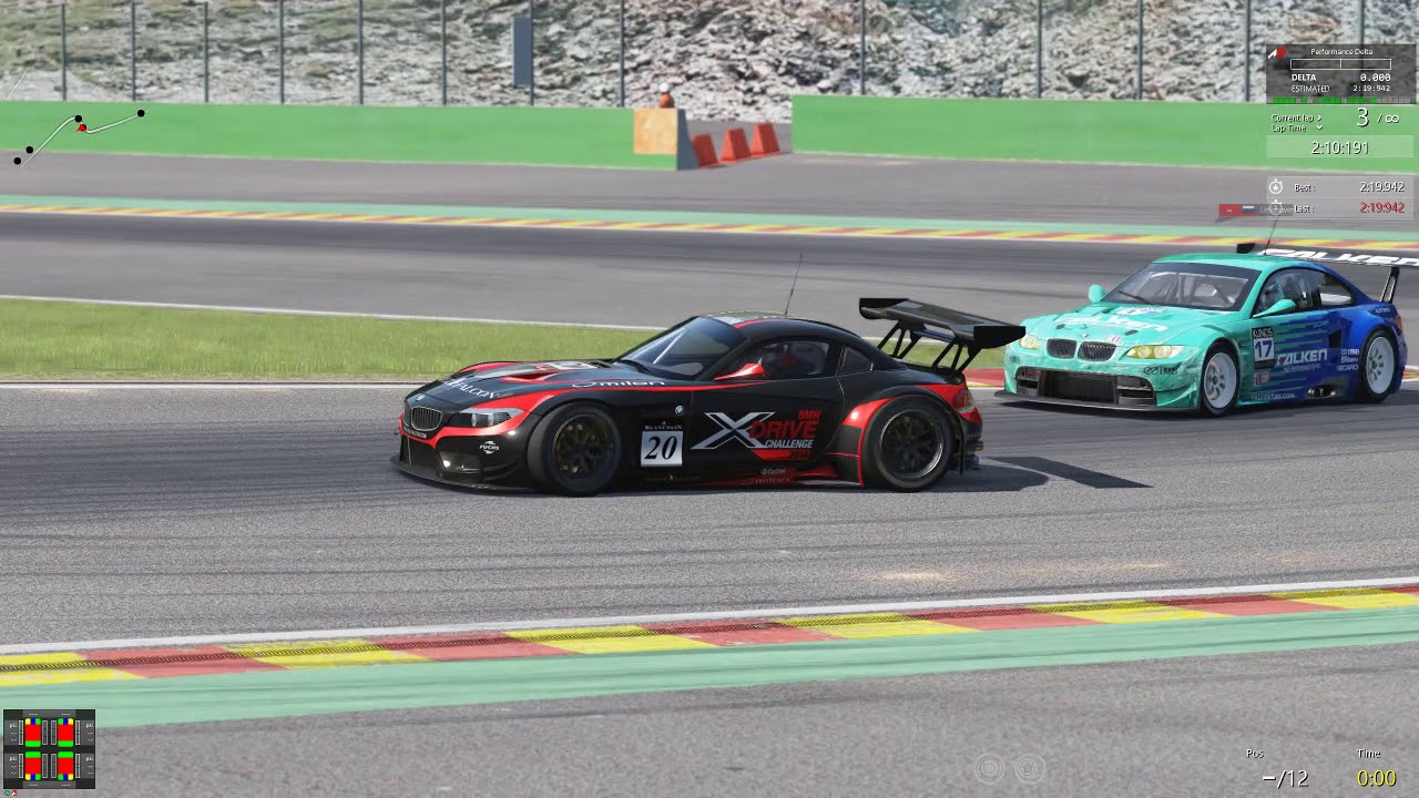 AC BMW Z4 GT3 vs M3 GT2 Close Racing @ Spa