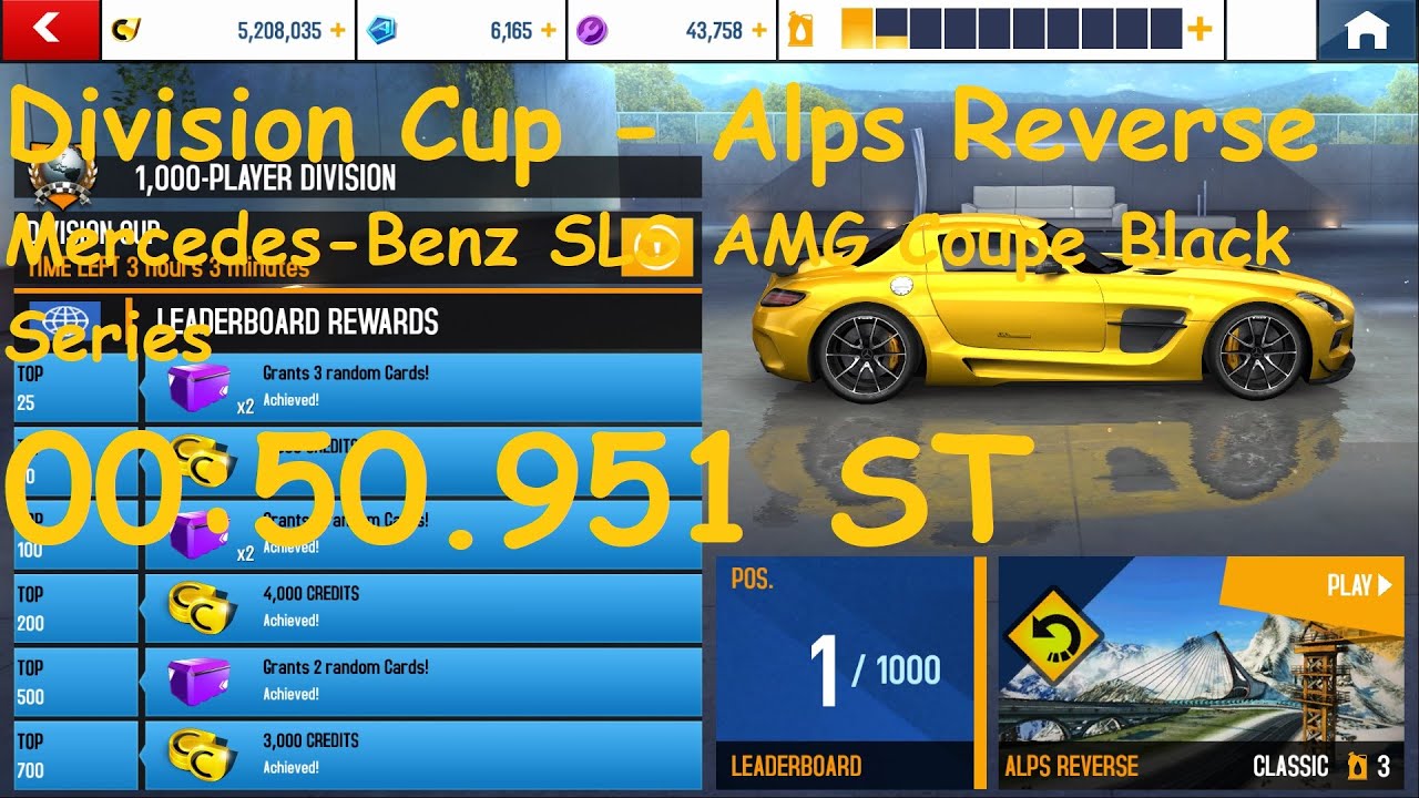 Asphalt 8 – Division Cup | Alps Reverse | Mercedes-Benz SLS AMG Coupe Black Series 00:50.951 ST