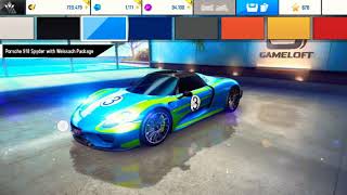 Asphalt 8 Porsche 918 Spyder with Weissach Package (colores + la vista)