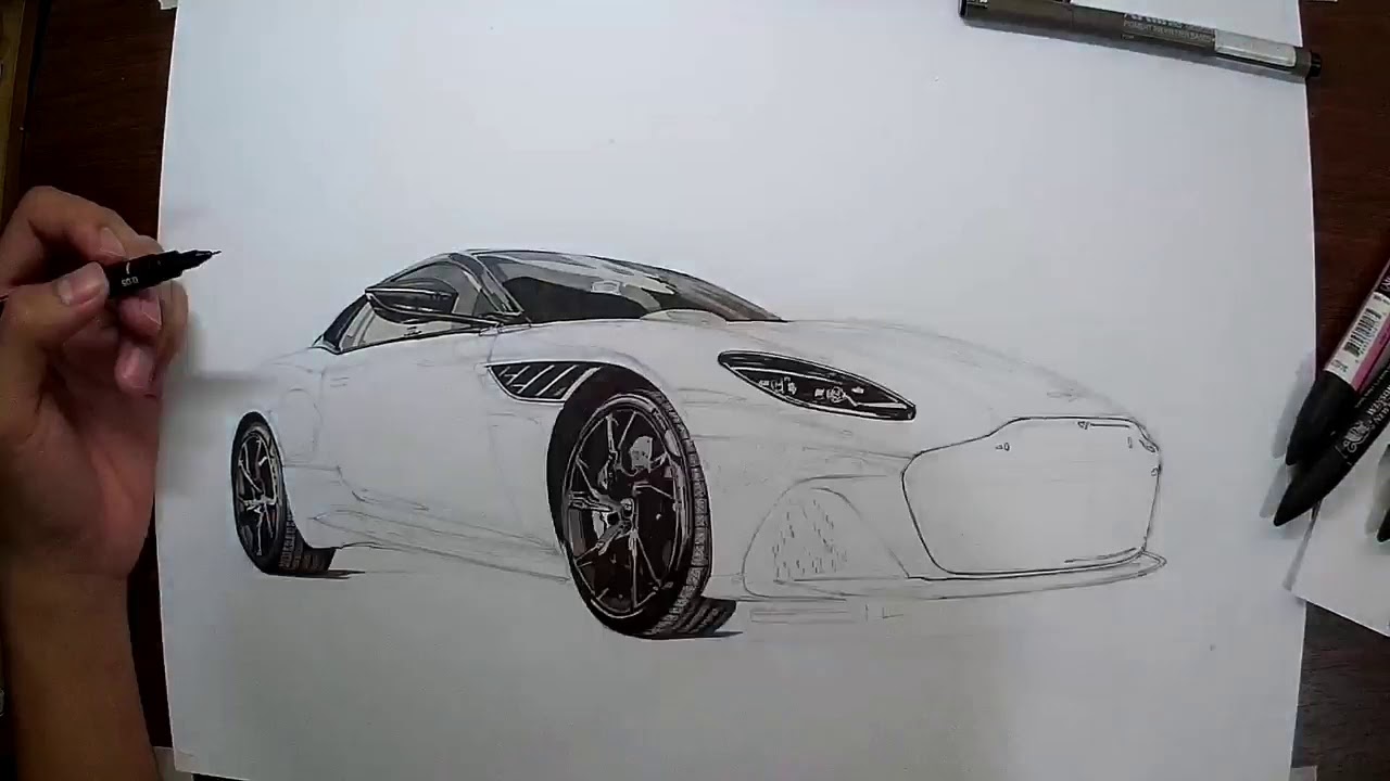 Aston Martin DBS Superleggera – Drawing Timelapse
