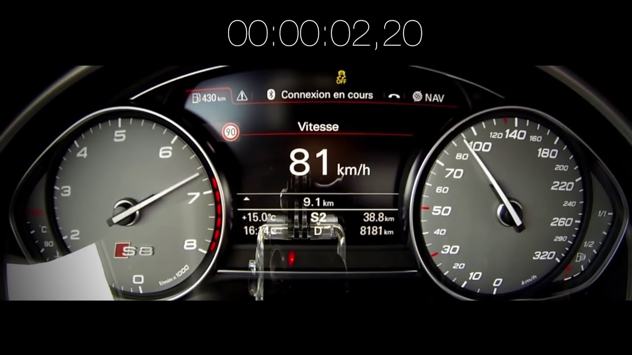 Audi S8 PLUS vs Audi RS7 – Acceleration sound 0-100 km/h, 0-300 km/h