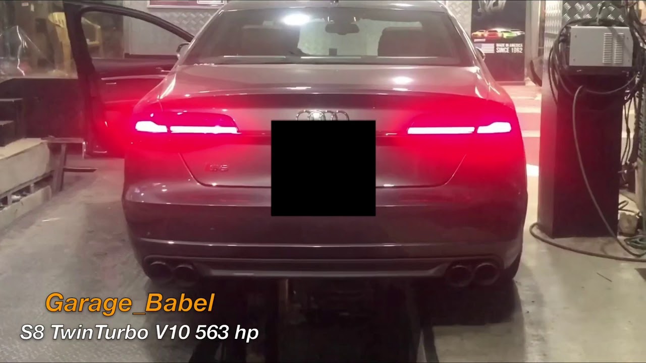Audi S8 V10 BITURBO with full 3” exhaust and Valvetronic mufflers VOORTEK. اكزوز اودي و كات_أوت تحكم
