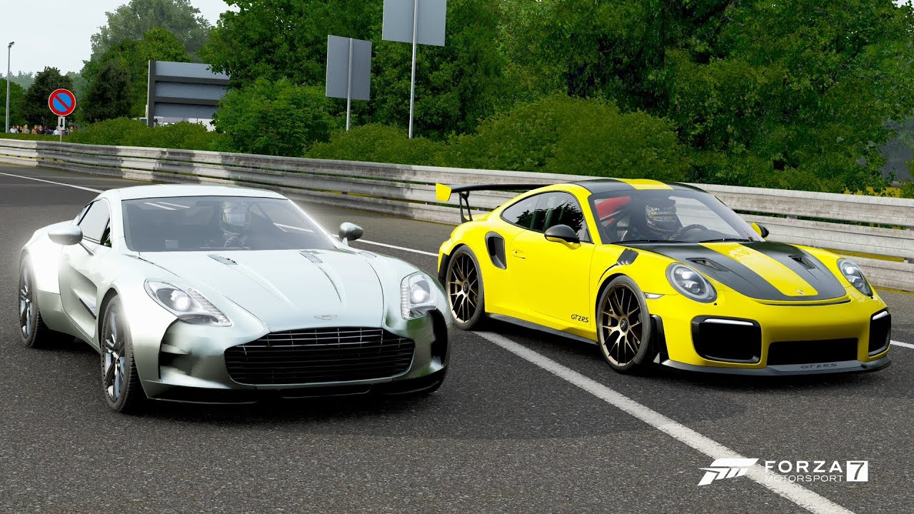 Forza 7 Drag race: Porsche 911 GT2 RS vs Aston Martin One-77