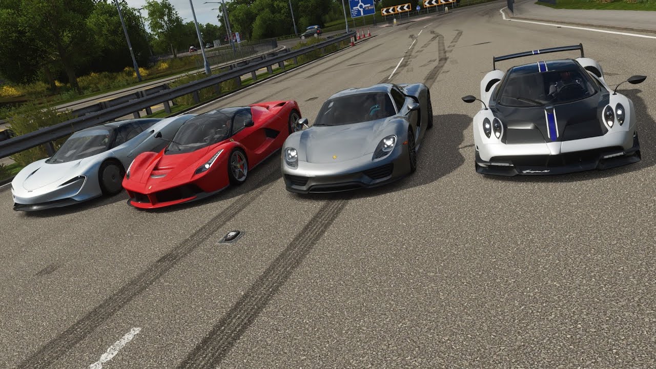 Forza Drag Race! Ferrari Laferrari Vs Porsche 918 Spyder Vs Mclaren Speedtail Vs Pagani Huayra BC