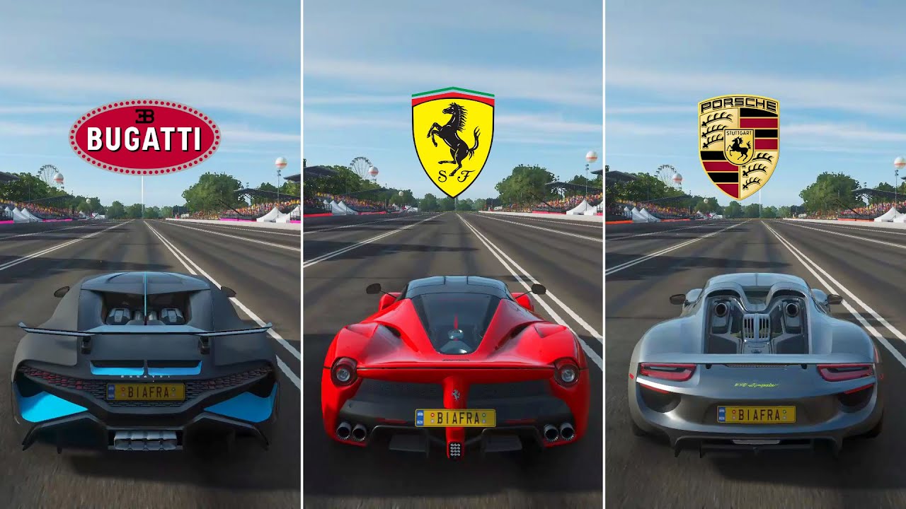Forza Horizon 4 Drag Race: Bugatti Divo Vs Ferrari Laferrari Vs Porsche 918 Spider