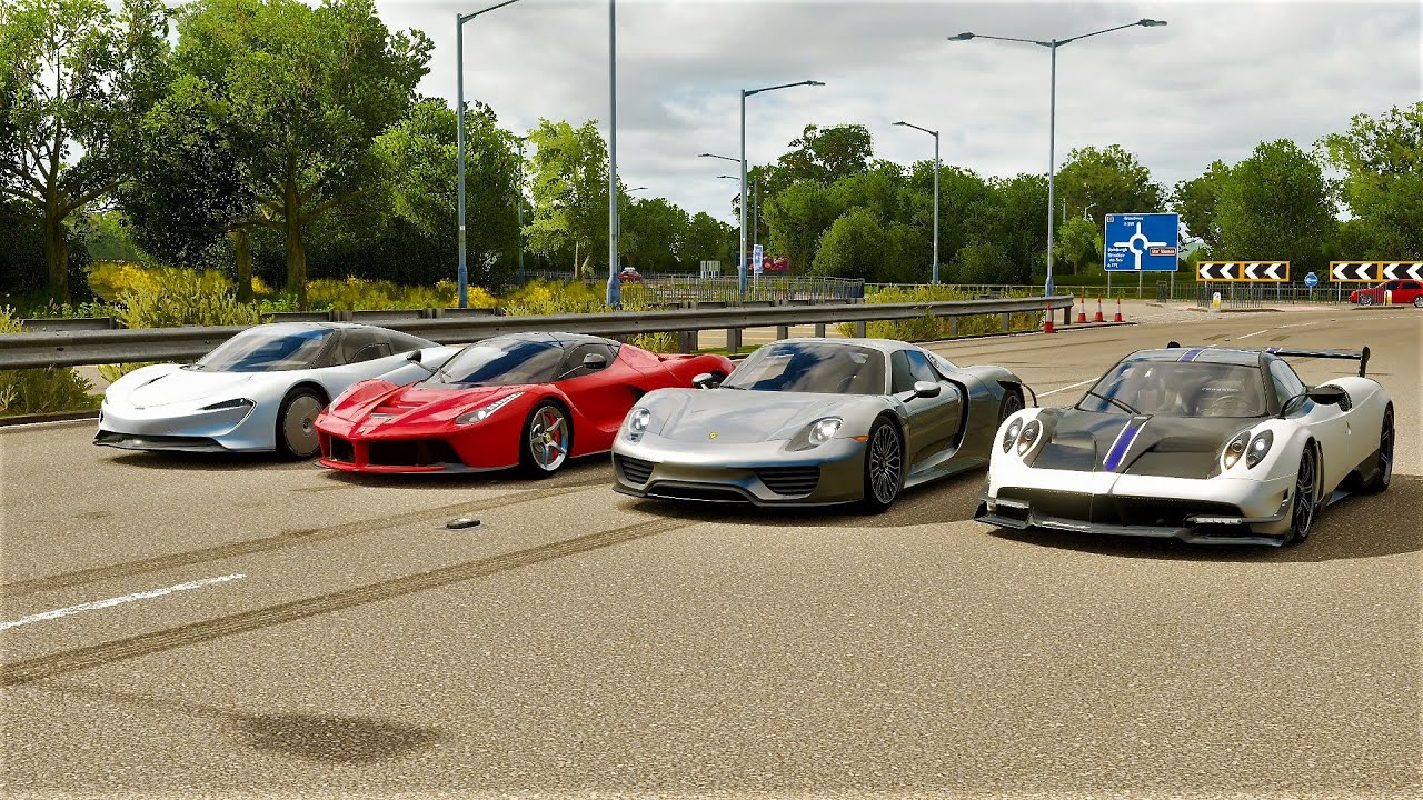 Forza Horizon 4 Drag race: LaFerrari vs McLaren Speedtail vs Pagani Huayra BC vs Porsche 918 Spyder