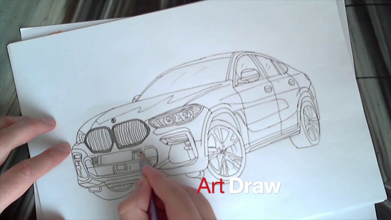 How to draw a BMW X6 M50i 2020 | Step by Step