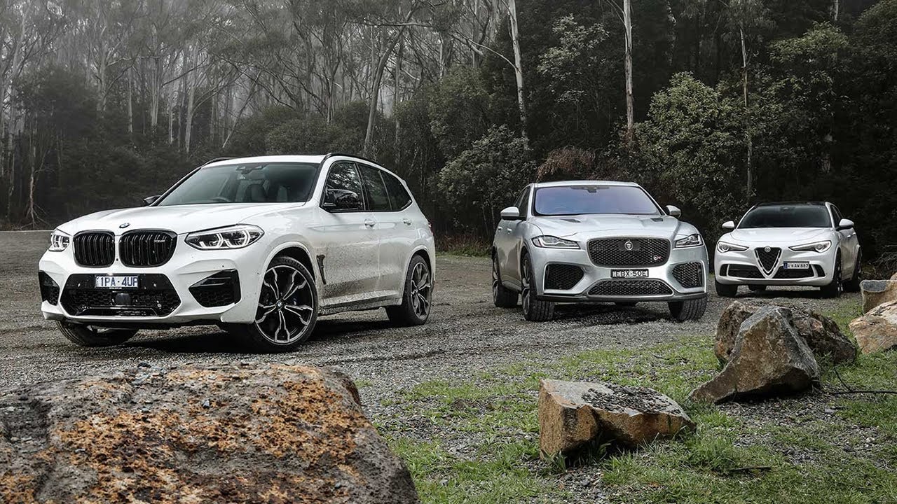 Jaguar F-Pace SVR vs BMW X3 M Competition vs Alfa Romeo Stelvio Q4