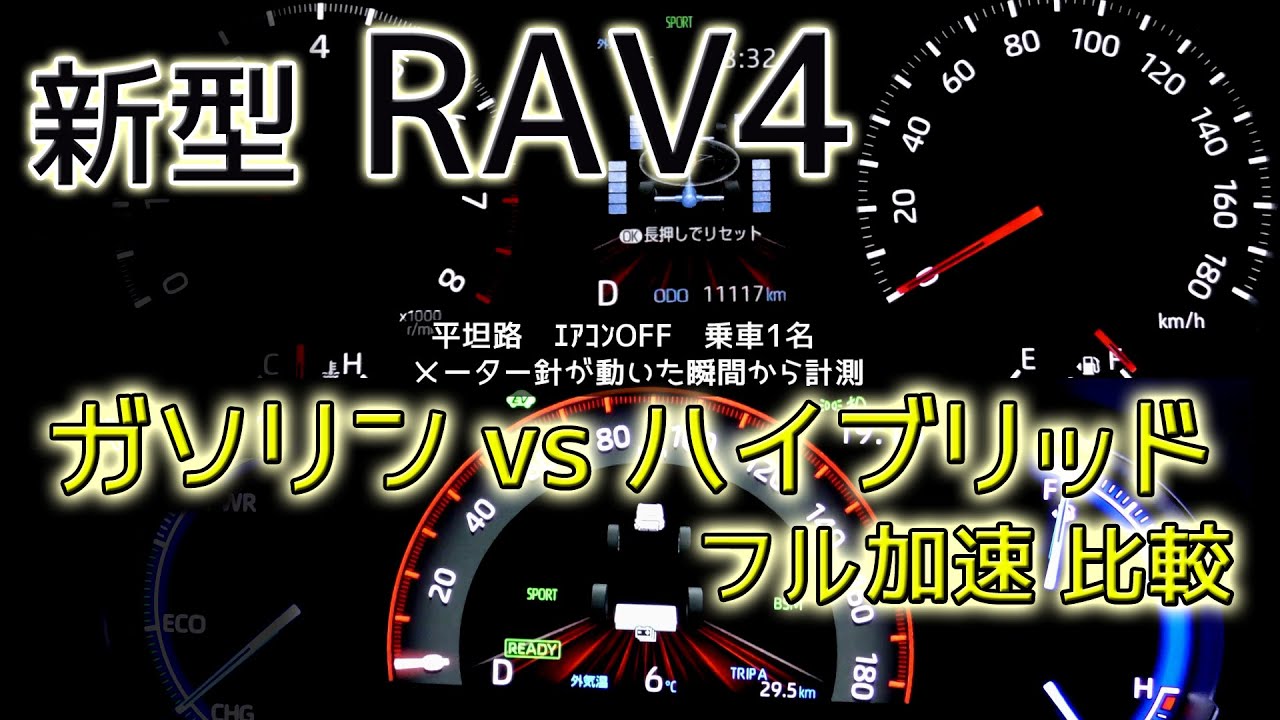 新型 RAV4 ハイブリッド vs ガソリン  フル加速 比較　  Gas , hev Comparison test