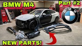 REBUILDING A WRECKED 2019 BMW M4 PART 2 “NEW PARTS ARRIVED”