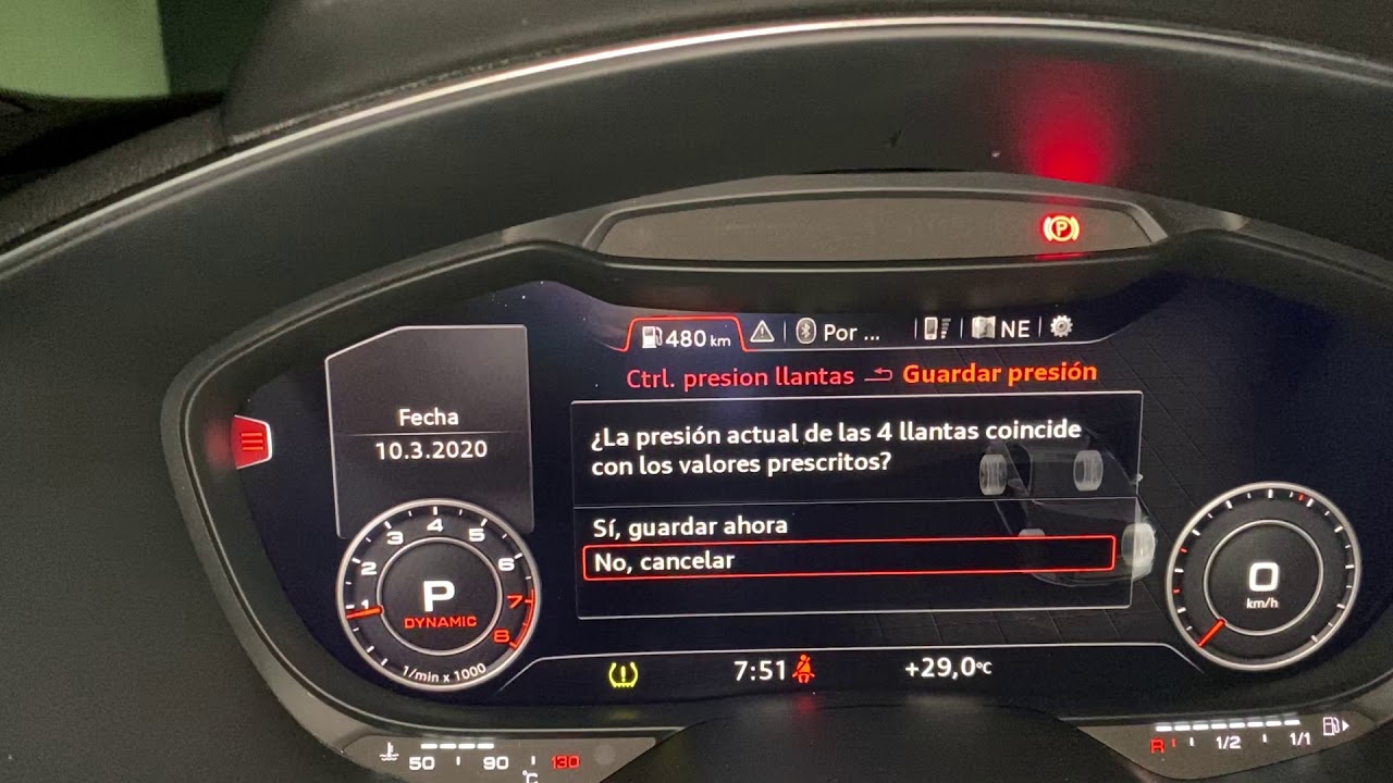 Restore Tire Pressure in Digital Cockpit Audi TT 2017 an up