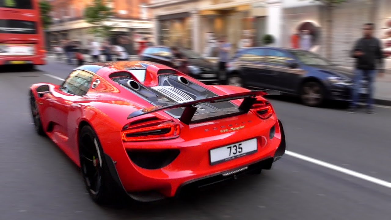 SUPERCARS in LONDON Guards red WEISSACH Package Porsche 918 Spyder – FLASHBACK #10