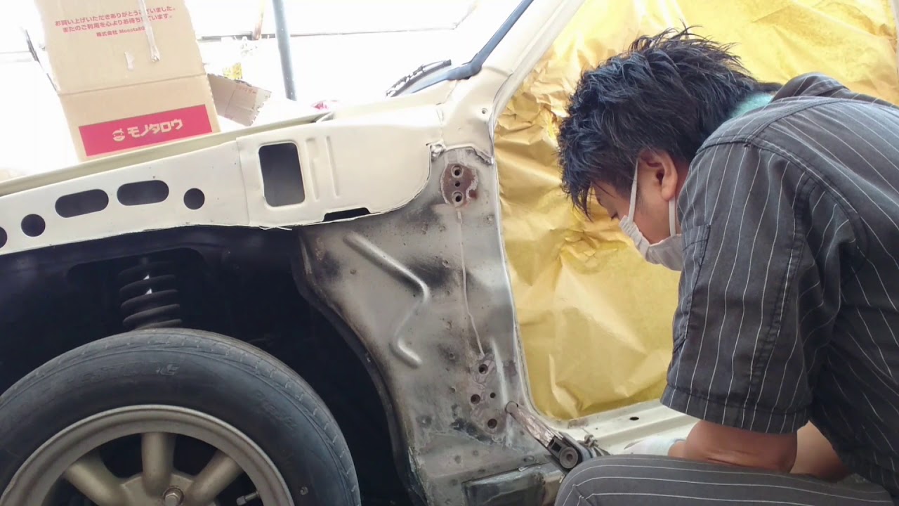 旧車 レストア ドア開口部塗装準備が一転・・・(汗) TOYOTA COROLLA TE36V restoration 30カローラ