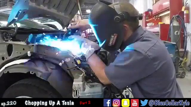 Tesla S repair process by Blue Collar Kyle 2nd part, frame machine, universal jig, measuring system