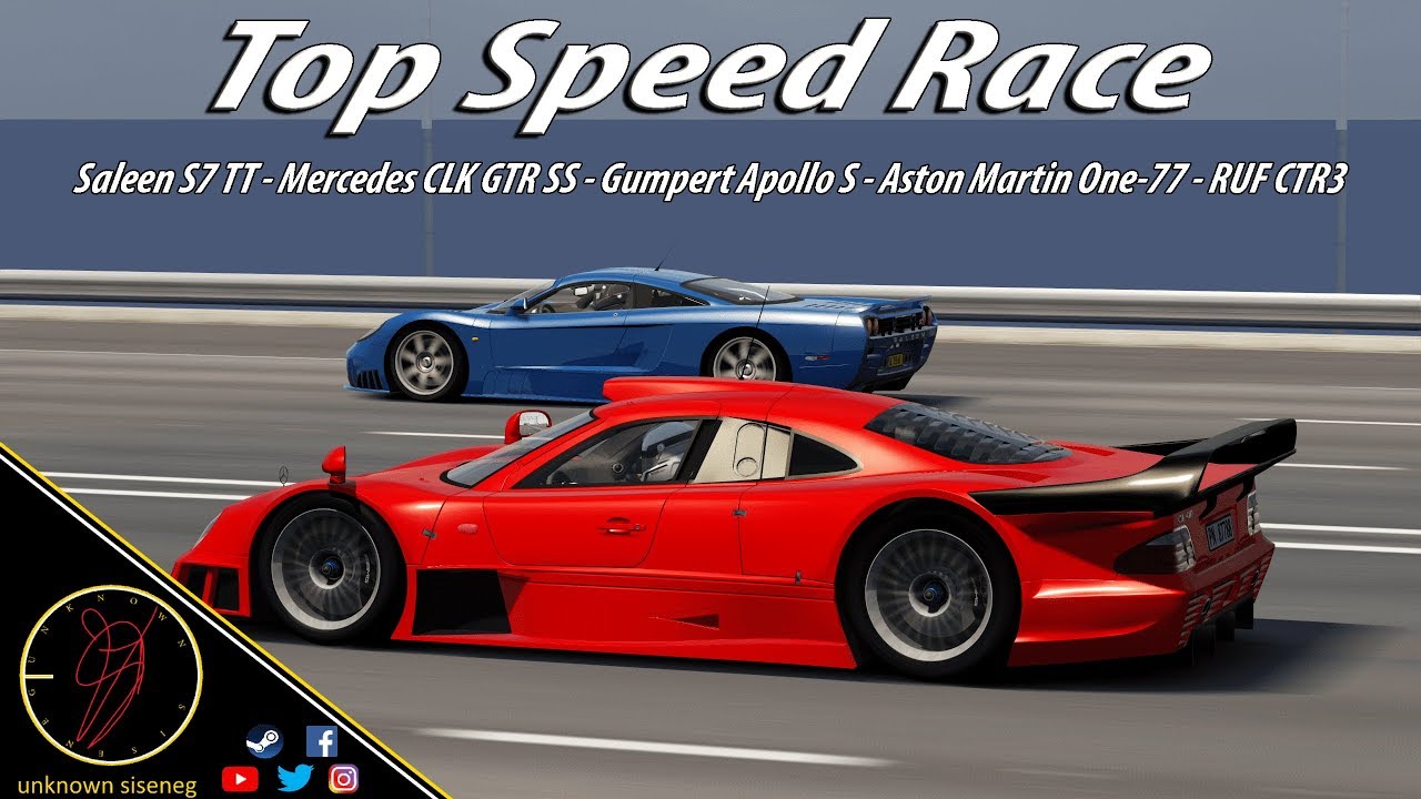 Top Speed Race CLK GTR SS, S7 TT, CTR3, One-77, Apollo S / Assetto Corsa (AC)