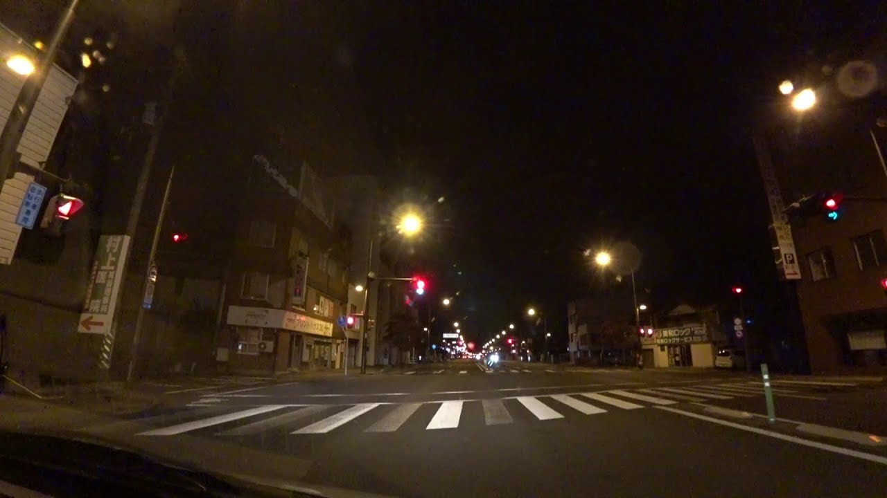 国道4号線。福島市役所前を走る。夜景ドライブ。★とおるＴＶ！AMAZON楽天ジャパネット。
