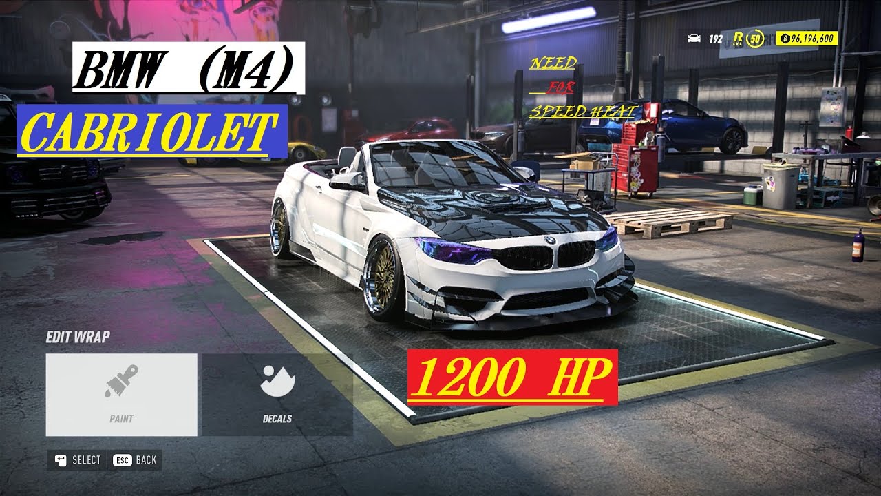 BMW M4 cabriolet (1200 HP)  modifikasi game play Need for Speed Heat