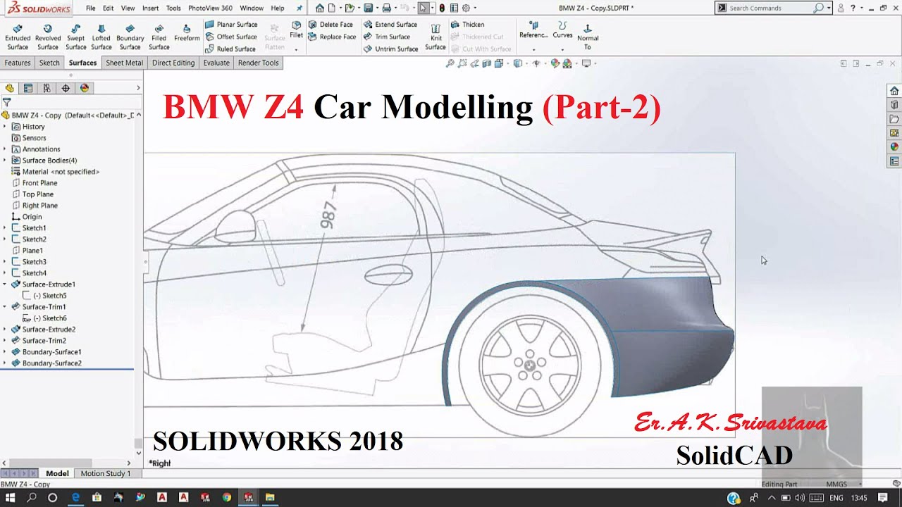 BMW Z4 Car Modelling in Solidworks (Part 2)