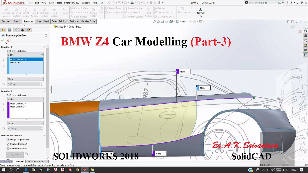 BMW Z4 Car Modelling in Solidworks Part 3 | Car design |