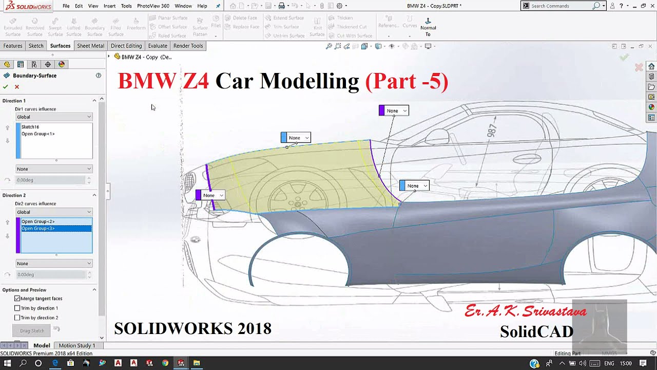 BMW Z4 Car Modelling in Solidworks (Part 5) | Car design |