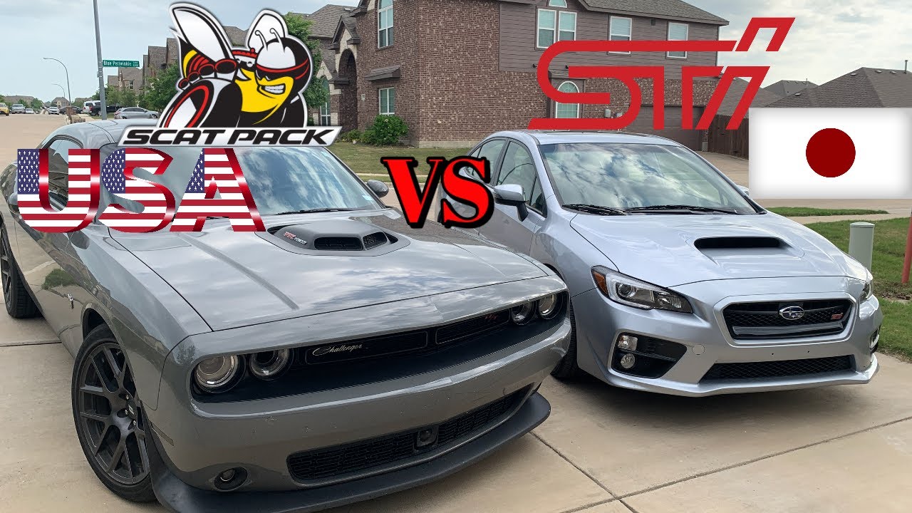 Challenger Scatpack (USA) VS WRX STI (Japan) – Epic roll races