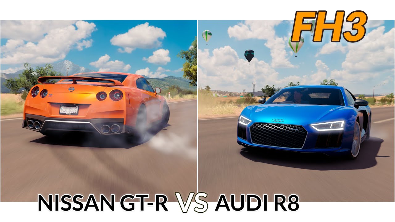 FH3 – Nissan GT-R VS Audi R8 [ Acceleration, Max Speed, 0-100, 0-200, 0-300, 0-300-0, 300-0 ]