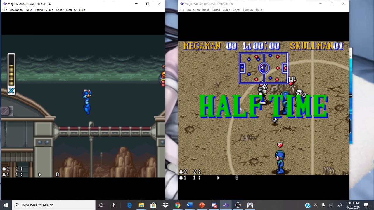 Mega man x3 and x4 with the same input with horrible quality and I suck with soccer Stream 2.5.