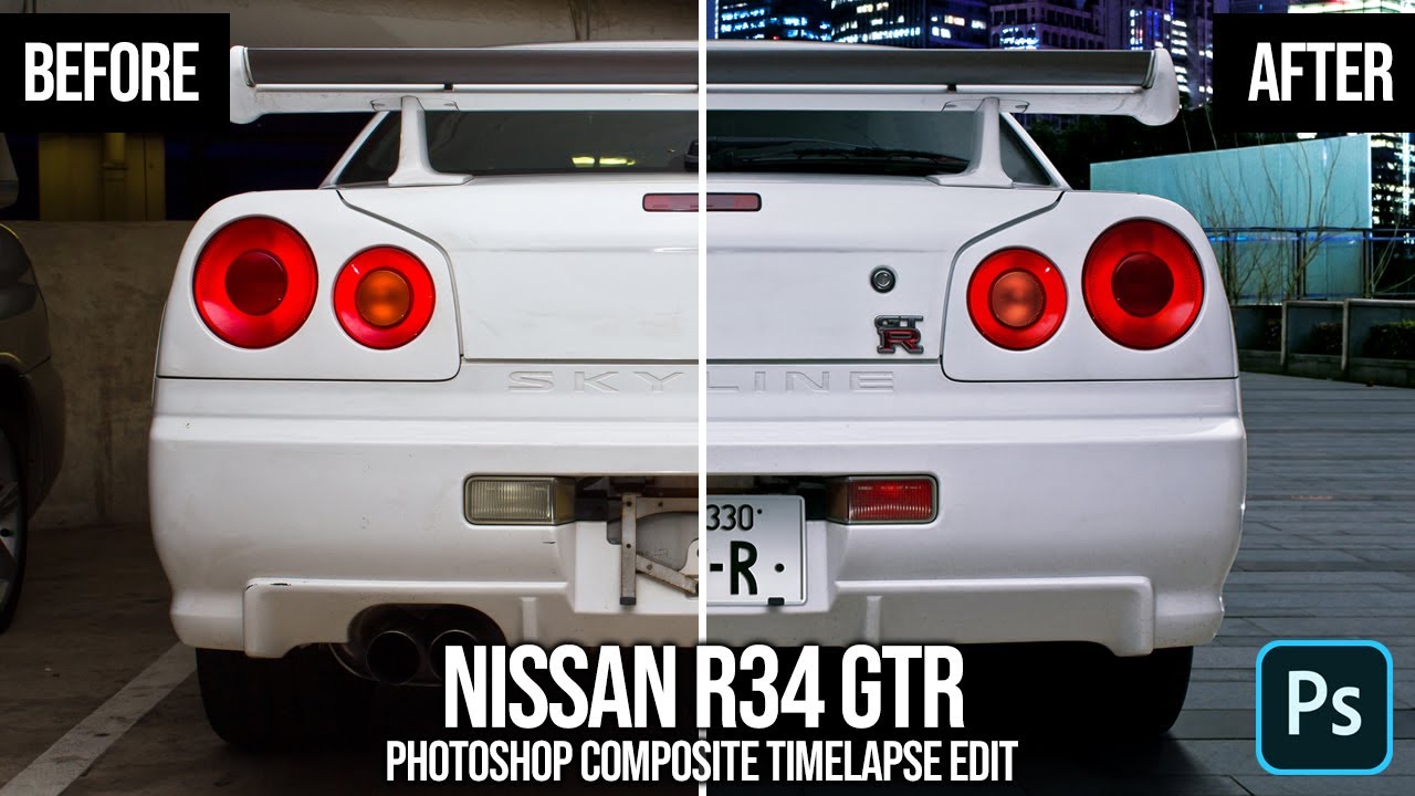 Nissan R34 GTR – Photoshop Composite Timelapse Edit