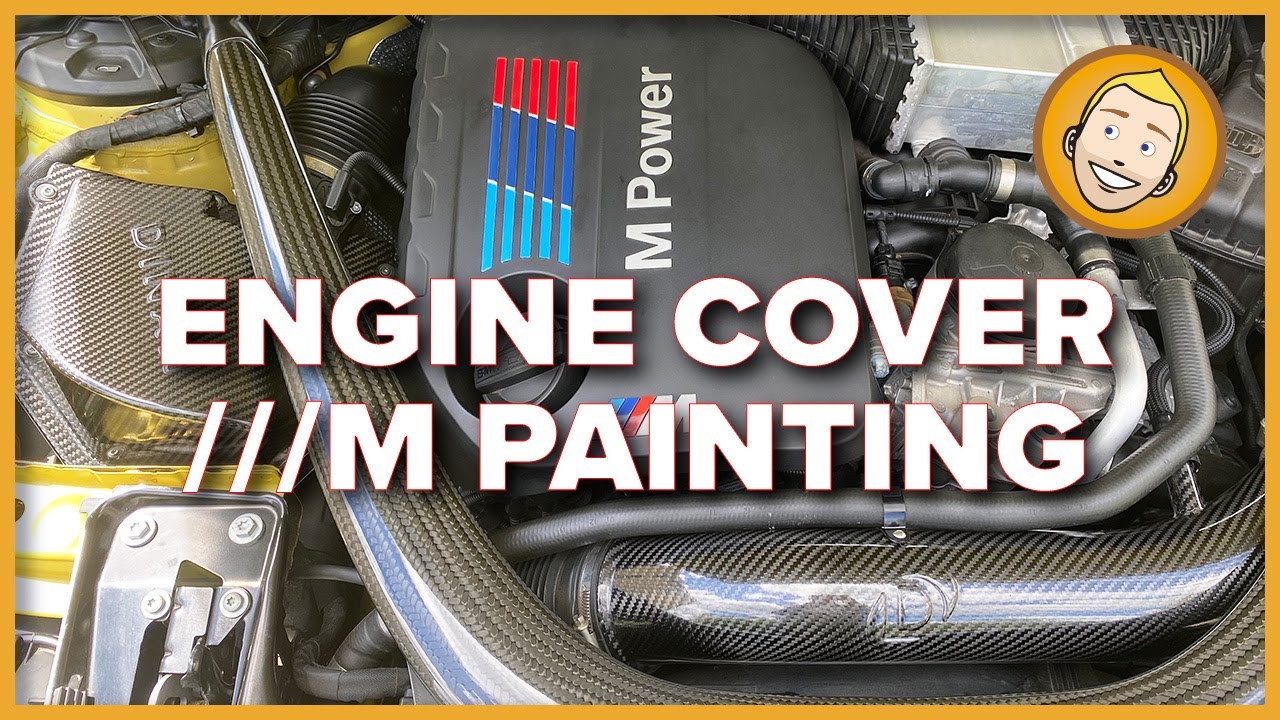 PAINTING THE ///M COLORS ON MY ENGINE COVER | BMW M4 F82 S55