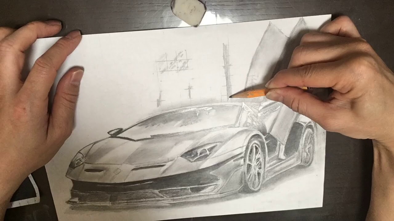 #Stayhome and draw #WithMe Lamborghini Aventador