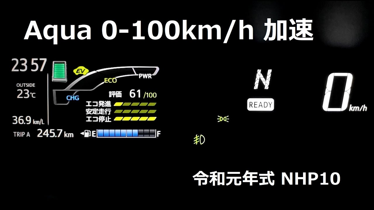 TOYOTA Aqua 2019 0-100km/h acceleration トヨタ アクア 加速
