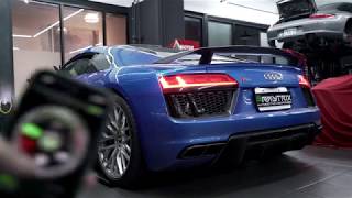 AUDI R8 MKII V10 Plus Coupe w/ ARMYTRIX Titanium Valvetronic Exhaust & Carbon tips, Sound Revs Flyby