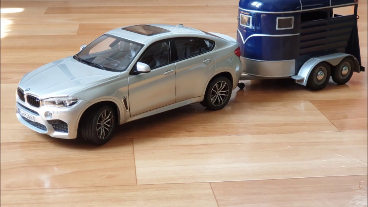 Diecast BMW X6 M with horses trailer 1:18 Scale. Автомодели.Обзор