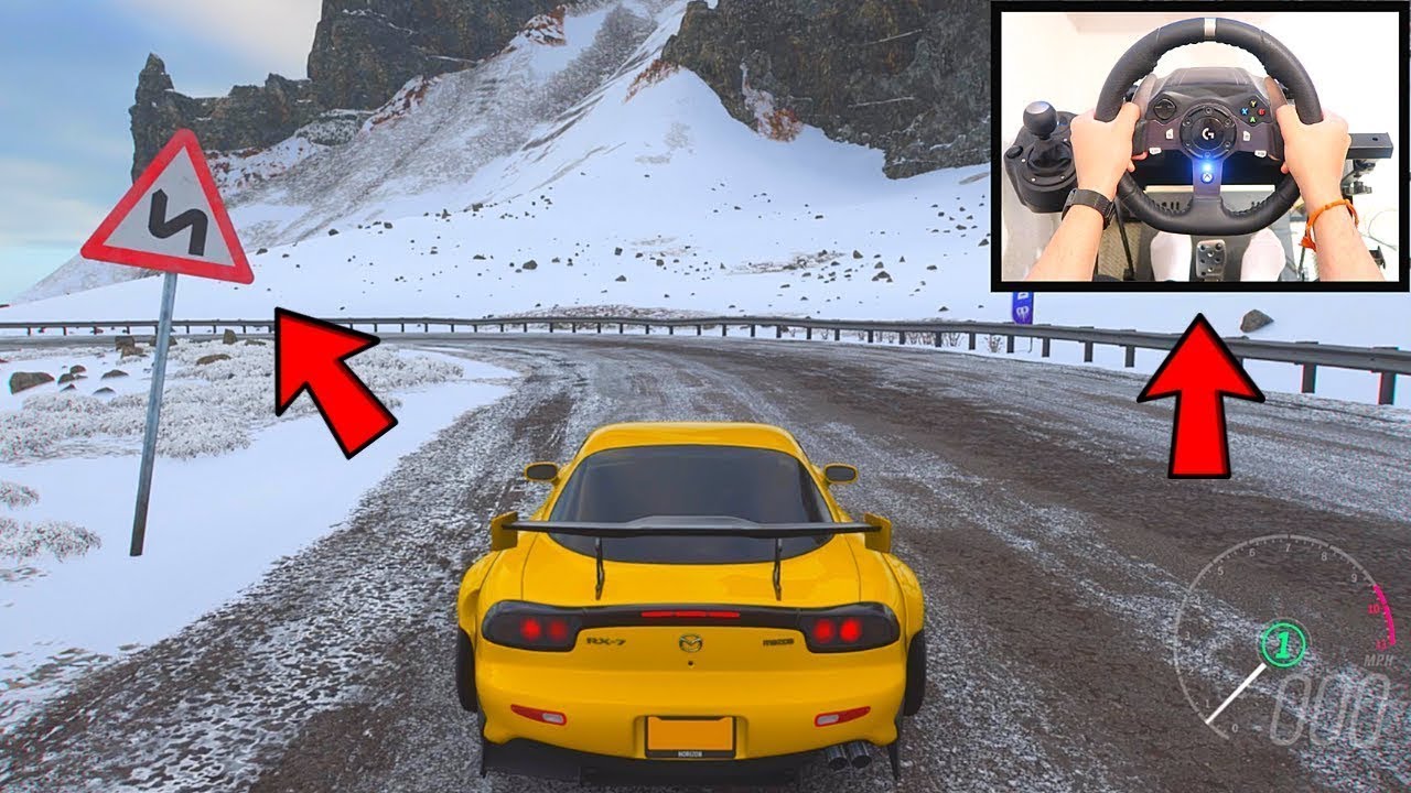 Forza Horizon 4 Touge Drifting MAZDA RX-7 in Snow (Steering Wheel + Shifter) Fortune Island Gameplay
