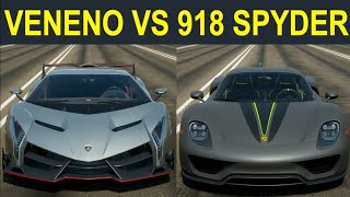 Forza Horizon 4: Ultimate Hypercar Drag Race! l Lamborghini Veneno vs  Porsche 918 Spyder