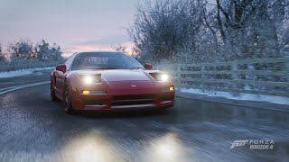 Racing the Honda NSX in the snow but at night