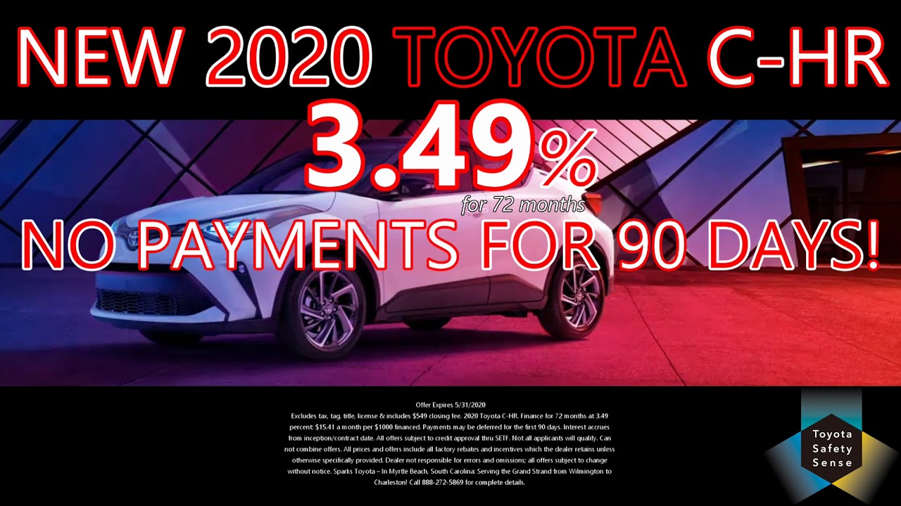 Sparks Toyota – May Specials – NEW 2020 Toyota C-HR at 3.49% and No Payments for 90 Days!