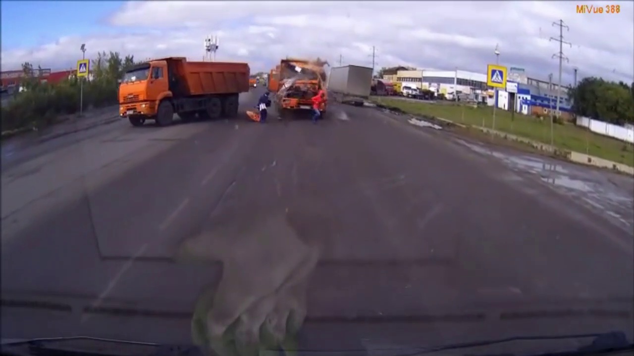 Reckless Truck Driver Causes Accident At Pedestrian Crossing