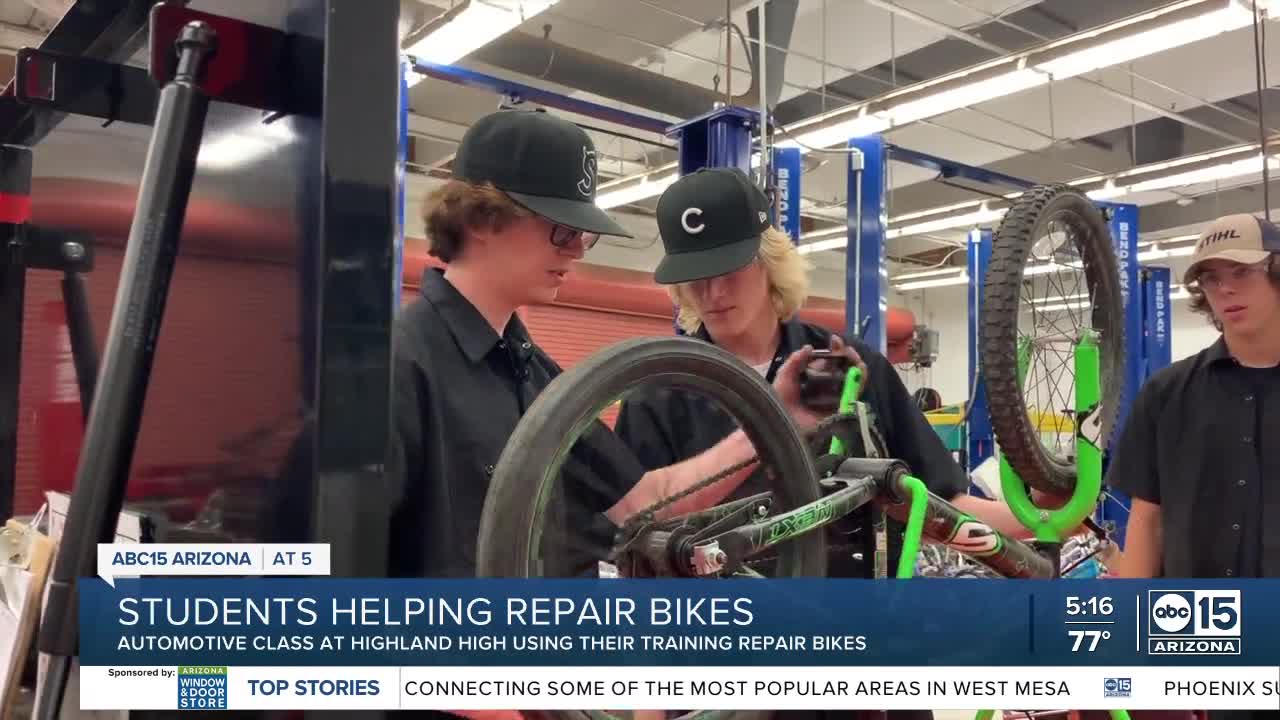 Highland High automotive students use their skills to fix bikes